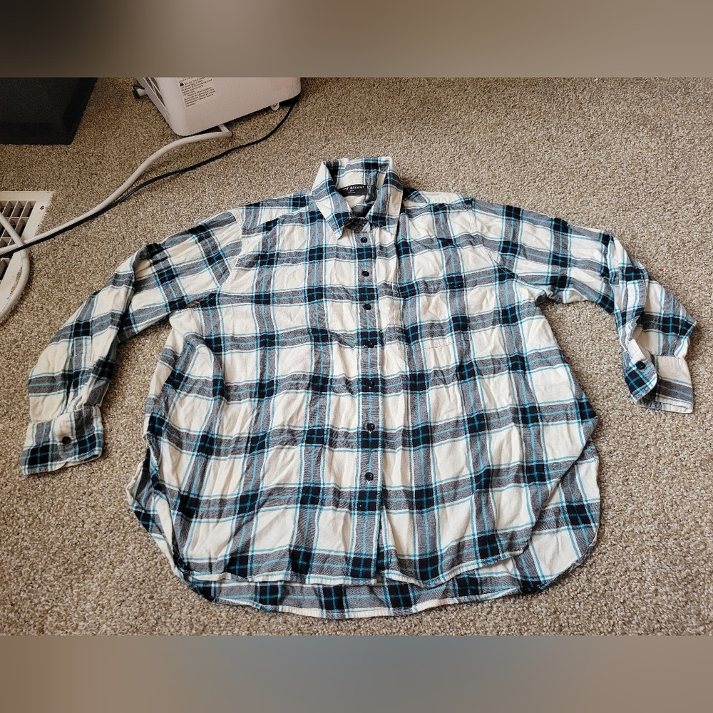 Lane Bryant Plaid Button-Down Shirt in Black and Blue Size 18/20